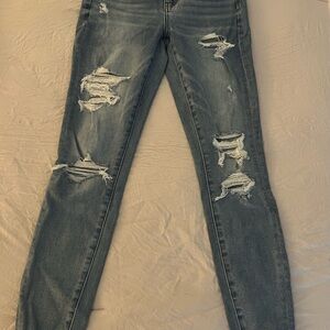 American Eagle Outfitters Ripped Blue Skinny Jeans